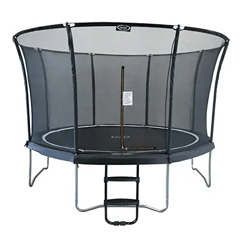 Produktbild: AXI Denver Trampolin rund mit Leiter & Netz Ø 366 cm in Schwarz | Onground Trampolin auf Füßen für Kinder mit Umrandung | Für den Garten/Outdoor