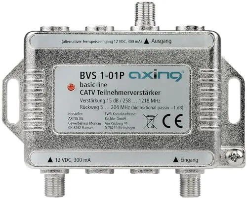 Produktbild: Axing BVS 1-01P CATV-Teilnehmerverstärker 15 dB Kabel-TV Verstärker 5-1218 MHz