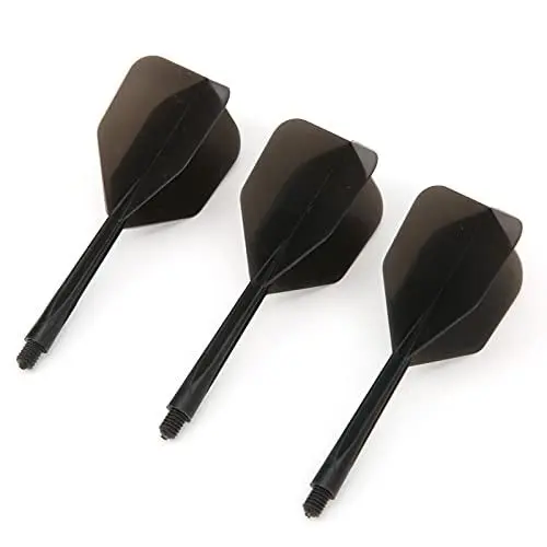Produktbild: AXOC Dart-Flight-Set, transparentes Dart-Endstück, 3,1 Zoll Länge, 3-teiliger Dart-Schaft und Flights, Standardform für 90-Grad-Flug für Dart-Spiele(Schwarz)