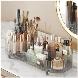Produktbild: Axroad Mall Make-up-Organizer, große Kapazität, Hautpflege-Organizer mit 360° drehbarem Make-up-Pinselhalter, Kosmetik-Organizer für Schlafzimmer, Kommode, Badezimmer, Waschtisch, Arbeitsplatte