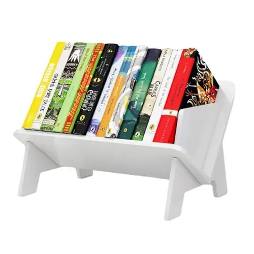 Produktbild: Axroad Mall Weißes Schreibtisch-Bücherregal, Kinder-Bücherregal, Aufbewahrungsständer, kleiner einfacher Schreibtisch-Organizer für Bücher, Zeitschriften, CDs (weiß)