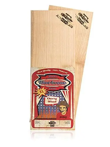 Produktbild: Axtschlag XL Grillbretter Kirsche, 2 Wood Planks für größere Filets & Braten, schonendes Garen mit aromatischer Rauchnote & zum Servieren, für alle Grills & Smoker, 400x150x11 mm, mehrfach verwendbar