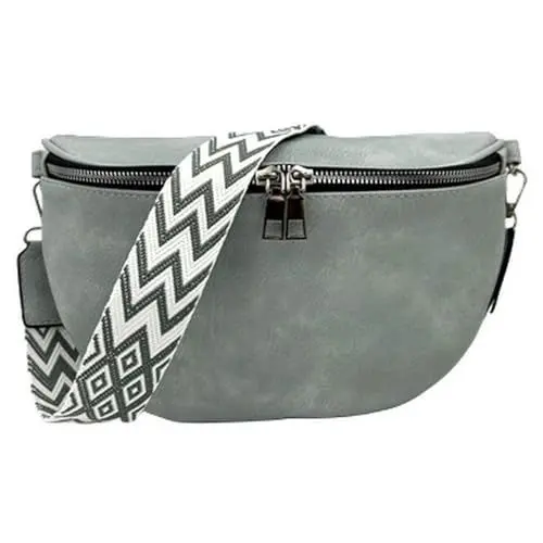 Produktbild: ayados Damen Crossbody Bag Bauchtasche Handtasche Schultergurt Cross body bag Tasche Schultertasche Umhängetasche 76232 (Grau-Blau)