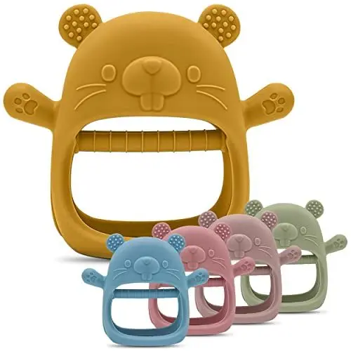 Produktbild: AYBUU Beißring für Babys – Baby Spielzeug ab 3 Monate – Zahnungshilfe – BPA frei – Aus Lebensmittelchtem Silikon - Beißspielzeug zur Beruhigung von wundem Zahnfleisch - (Mango)