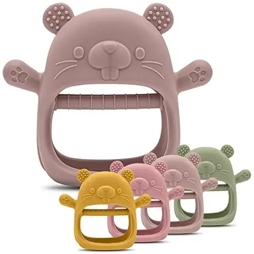 Produktbild: AYBUU Beißring für Babys – Baby Spielzeug ab 3 Monate – Zahnungshilfe – BPA frei – Aus Lebensmittelchtem Silikon - Beißspielzeug zur Beruhigung von wundem Zahnfleisch - (Sweet Pink)