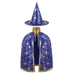 Produktbild: AYBUY Kinder Halloween Kostüm, Zauberer Kostüm Kinder, Wizard Cape Witch Umhang mit Hut, Kinderkostüm Hexenhut Faschingskostüm für Karneval Fasching Cosplay Junge Mädchen, Blau