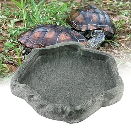 Produktbild: Eidechsen-Futternapf Futternapf aus ABS-Harz Haustiere Reptilienfelsen Futter- und Wassernapf Futternapf Schildkr?ten-Eidechsen(S-Smaragdschwarz)