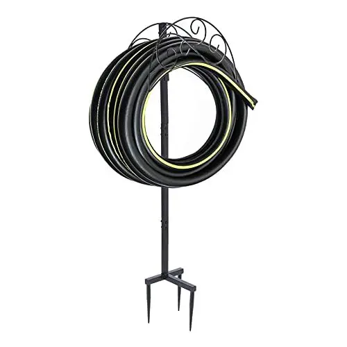 Produktbild: AYNEFY Schlauchhalter Metall Gartenschlauch-Ständer Freistehender Gartenschlauch-Halter,Wasserschlauch-Aufbewahrungsständer,stehend,für Garten Schlauch,max. Belastung: ca. 10 kg,HBT: 110x 41cm
