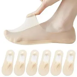 Produktbild: AYPOW 6Paar Damen Füßlinge Ultra Unsichtbare Socken, Ultraleichte Atmungsaktive Low Cut Liner & Schnitt Willkürlich Unsichtbare Socken mit Rutschfest Silikon, Ballerina Socken für Loafer Flache Schuhe