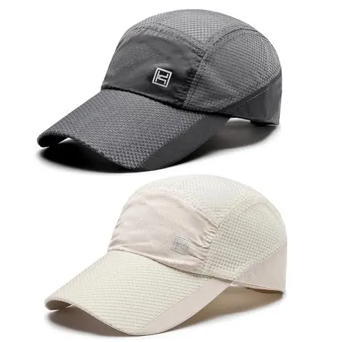Produktbild: AYPOW Baselball Cap Herren Damen, 2 Pack Atmungsaktiv Mesh Sports Basecap, Sommer Lauf Cap Verstellbar Leichte Schnelltrocknend Sonnenschutz Kappe Unisex fur Running Golf Tennis Outdoor UV-Schutz Cap