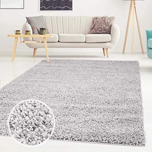 Produktbild: ayshaggy Shaggy Teppich Hochflor Langflor Einfarbig Uni Grau Weich Flauschig Wohnzimmer, Größe: 160 x 230 cm