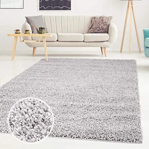 Produktbild: ayshaggy Shaggy Teppich Hochflor Langflor Einfarbig Uni Grau Weich Flauschig Wohnzimmer, Größe: 200 x 290 cm