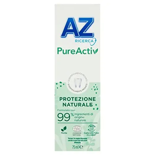 Produktbild: AZ PureActi, Inhaltsstoffe natürlichen Ursprungs, schützt vor Karies für 24 Stunden, spendet Frische, mit recycelbarer Pappe und Tube, Minze, 1 Packung x 75 ml