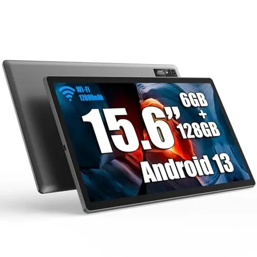 Produktbild: azamp 15,6 Zoll Android 14 Tablet, MES-B3 Großes Tablets mit IPS-Display, Helio G99 Octa-Core, 6GB RAM+128GB ROM(1TB TF) Tablet, 12000mah, BT5.0, 2.4G/5G WiFi, 4 Sprecher, 32MP Kamera