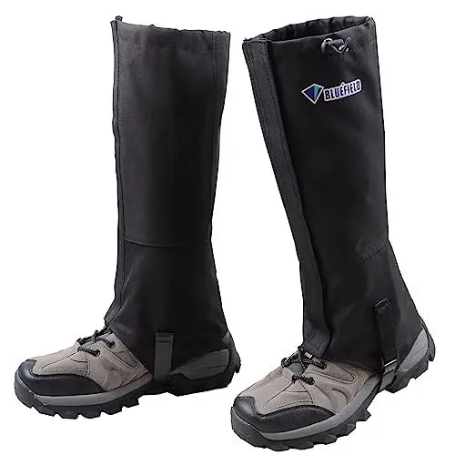 Produktbild: Azarxis Outdoor Gamaschen wasserdichte Wandergamaschen Atmungsaktive Beinschutz Gaiter Herren Damen Regengamaschen für Wandern Jagd Fahrrad (Schwarz, L)