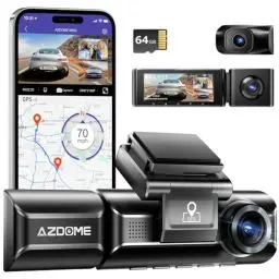 Produktbild: AZDOME 3 Linse Dashcam 1440P + 1080P + 1080P Auto Kamera mit WiFi, GPS, 4K Kamera vorne, Super Nachtsicht, Parküberwachung, Loop-Aufnahm, WDR, G Sensor, 3.19Zoll IPS Bildschirm für Taxis(M550)