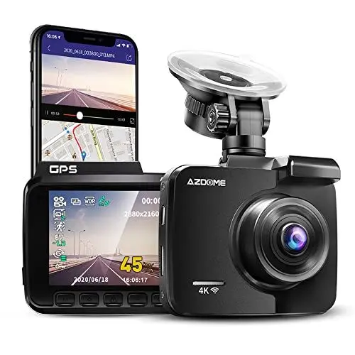 Produktbild: AZDOME Autokamera mit 4K Auflösung, WiFi Dashcam mit GPS und Loop-Aufnahme, Dash Cam mit 170° Weitwinkelobjektiv und Nachtsicht, Dash Camera mit G-Sensor, Parkmonitor und Bewegungserkennung(GS63H)