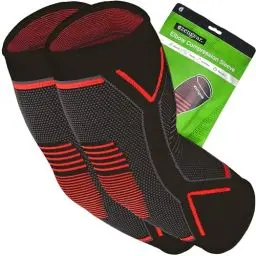 Produktbild: aZengear Ellenbogen-Bandage (Paar) Kompressionsbandage | Linderung von Golf- und Tennisspielern, Fitness, Gewichtheben (M)