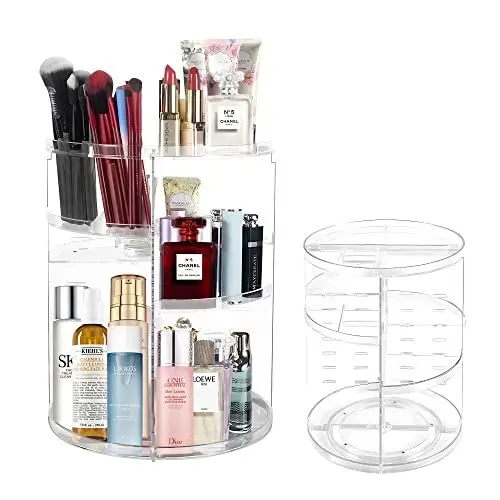 Produktbild: AZKEEGREY Make Up Kosmetik Organizer, 360° Drehbar Aufbewahrung, Kosmetische Aufbewahrungsbox Desktop für Dresser Badezimmer Schlafzimmer, Transparent Kommode aus Kunststoff