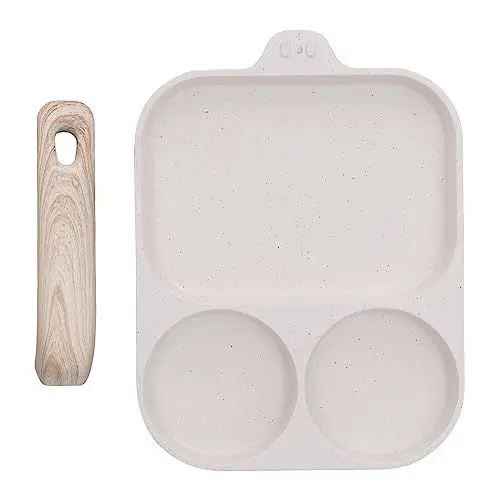 Produktbild: Eierbratpfanne, antihaftbeschichtete Eierpfanne, 3-teilige quadratische Grillpfanne für Frühstück, Gasherd, Induktionsherd, 40 x 19 cm, übergroßer Stil