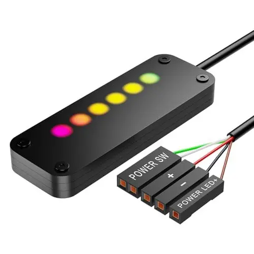 Produktbild: AZMXDVP Desktop Computer Power Switch mit Touch Sliding, Externer Remote Start PC Motherboard Power On Off Schalter 2M Länge Kabel, RGB LED Licht-MM8
