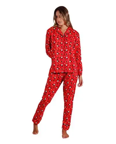Produktbild: Aznar Innova Disney Mickey Mouse Schlafanzug für Damen, besondere Weihnachten, rot, 36