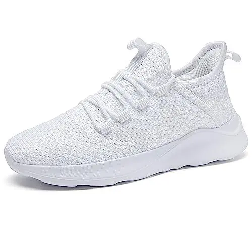 Produktbild: AZSDXS Laufschuhe Herren Atmungsaktive Sportschuhe Sneaker Turnschuhe Running Schuhe Straßenlaufschuhe Tennisschuhe Leichte Joggingschuhe Freizeit Trainingsschuhe fitnessstudio Weiß 42