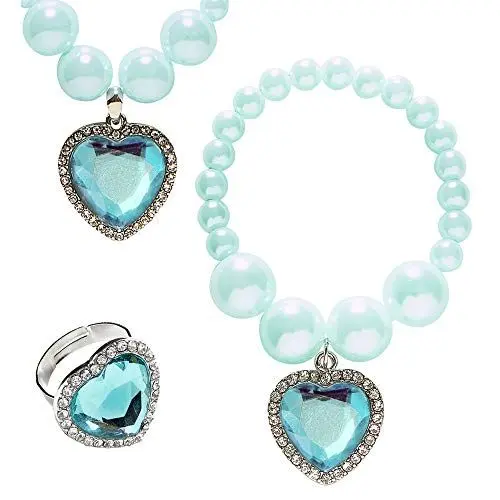 Produktbild: Widmann 46764 - Schmuck-Set, Türkis, Kette, Ring, Ohrringe, Karneval, Mottoparty