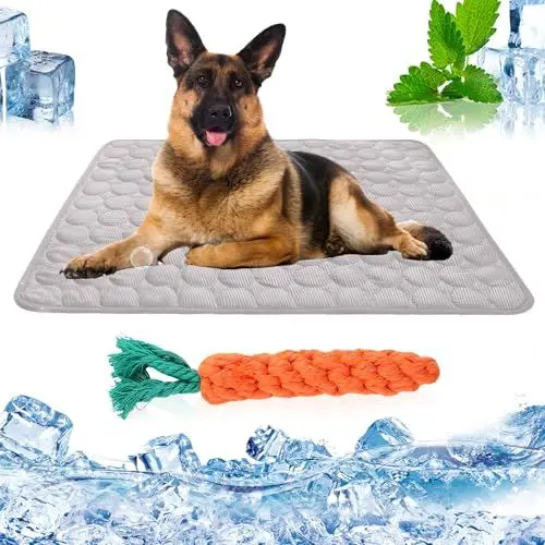 Produktbild: AZVFLY Kühldecke Hund Waschbar Kühldecke Katzen: Ungiftig Kühlkissen für Haustiere Faltbar Kühlmatte Hund Schlafplätze & Möbel für Hunde im Sommer (70 * 55CM-Grau)