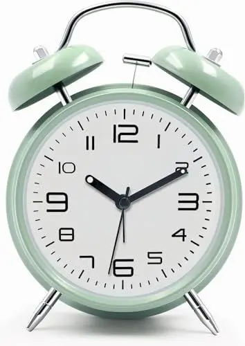 Produktbild: Azyh Lauter Wecker für Schwerschläfer mit Ohne Ticken, Doppelglockewecker, Batteriebetrieben, Metallwecker mit Nachtlicht für Schlafzimmer, Retro Analog Wecker für Mädchen Kinder Erwachsene Senioren
