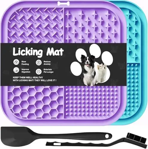 Produktbild: Leckmatte für Hunde und Katzen mit Saugnäpfen, langsames Füttern, Lecken für Angstzustände, Hundespielzeug, Fütterungsmatte für Butter, Joghurt, Erdnuss, Haustier-Badetrainingsmatte, 20 * 20cm