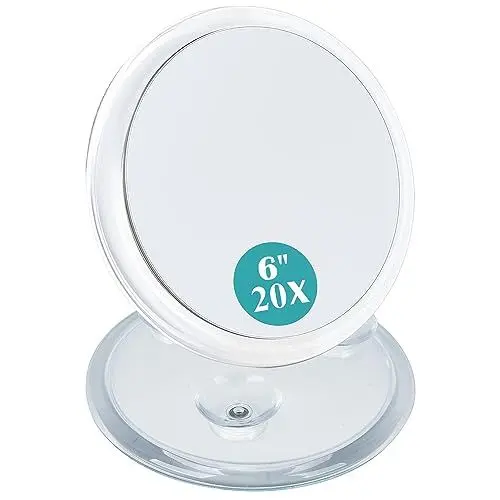 Produktbild: B Beauty Planet Vergrößerungsspiegel 20fach mit 3 saugnapfs,φ15.2cm große Größe Reise vergrößerungsspiegel,für Make-up-Anwendung,Transparent
