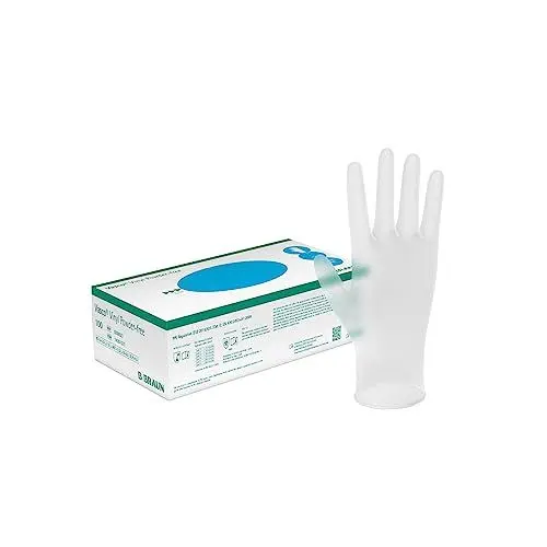 Produktbild: B. Braun Vasco Vinyl Powderfree Einmalhandschuhe, Untersuchungshandschuhe, Größe M, 100 Stück