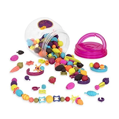 Produktbild: B. toys 150 Teile Bastelset Kinder Pop Arty – Schmuck Basteln, Bunte Perlen zum Zusammenstecken, Kinderschmuck, DIY – Spielzeug ab 4 Jahren