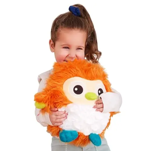 Produktbild: B. toys B. Softies BX2085C12Z Kuscheltier Eule – Superweich mit langem Zottelfell – Plüschtier orange, Baby und Kinder Spielzeug für Mädchen und Jungen ab 0 Monate