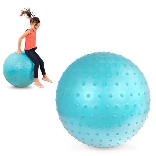 Produktbild: B. toys Großer Kinder Hüpfball 66 cm, blauer Sprungball mit Noppen und Handpumpe zum Spielen, Sitzen und Hüpfen – für Mädchen und Jungen ab 3 Jahren