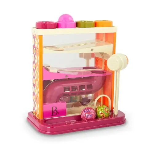 Produktbild: B. toys Kugelbahn Motorikspielzeug – Hammerspiel mit Hammer und 4 Kugeln – Lernspielzeug Hämmerchenspiel, Baby Spielzeug für Kinder ab 1 Jahr (6 Teile)