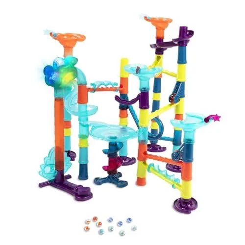 Produktbild: B. toys Murmelbahn 62 Teile mit Lichtern und Geräuschen, bunten Loopings, Murmeln – MINT Lernspielzeug – Spielzeug für Mädchen und Jungen ab 3 Jahren