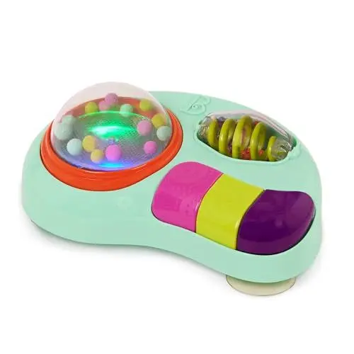 Produktbild: B. toys – Baby Spielzeug für Hochstuhl – Saugnapf Spielzeug mit Musik, Lichtern, Geräuschen – Sensorik Spielzeug – Motorikspielzeug Activity Babyspielzeug – ab 6 Monaten – Whirly Pop