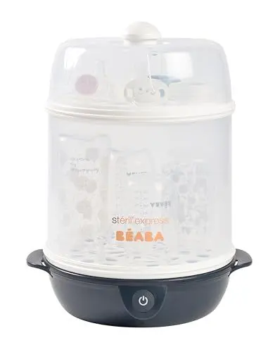 Produktbild: BÉABA, 2-in-1-Flaschensterilisator, Skalierbar, Elektrisch mit Dampf, 2 in 1, 2 Fächer, Bis zu 8 Flaschen & Zubehör, Ultra schnell, Zeitschaltuhr, Steril'Express, Night Blue