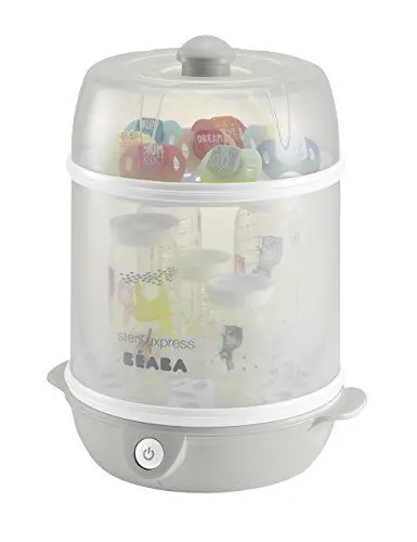 Produktbild: BÉABA, 2-in-1-Flaschensterilisator, Skalierbar, Elektrisch mit Dampf, 2 in 1, 2 Fächer, Bis zu 8 Flaschen & Zubehör, Ultra schnell, Zeitschaltuhr, Steril'Express, Grau