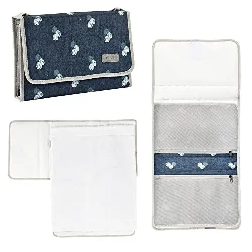 Produktbild: BÉABA, Baby Wickeltasche, Wickelunterlage aus 100% Baumwolle, für unterwegs, mit Fächern für Windeln & Feuchttücher Genève, Ozean im Mondlicht/Dschungel