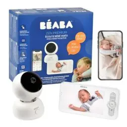 Produktbild: BÉABA, Babyphone Video 2 in 1, Display und spezielle Handy-App, HD-Kamera, 360° drehbar, Nachtsicht, Walkie Talkie, Schlaflieder, Temperatur- und Feuchtigkeitskontrolle, Zen Premium