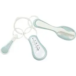 Produktbild: BÉABA, Pflegeset für Babys und Kinder, 1x Badethermometer + 1x Nagelknipser + 1x Kamm/Haarbürste - Blau