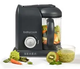 Produktbild: BÉABA - Babycook Solo - 4 in 1 Babynahrungszubereiter - Schonender Dampfgarer - Schnelles Dampfgaren in 15 Minuten - Garkorb aus Edelstahl - Dunkelgrau