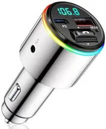 Produktbild: Babacom 48W Bluetooth Adapter Auto, <strong>PD 30W & QC3.0 18W:</strong> <strong>Ganzmetall:</strong>  AUX-Anschluss FM Transmitter Auto Bluetooth 5.3 KFZ Radio Zwei 7-Farben-Hintergrundbeleuchtung für Freisprecheinrichtung & Musik