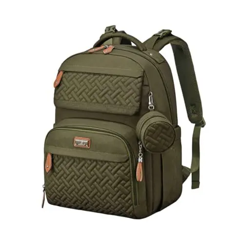 Produktbild: BabbleRoo Wickeltasche Rucksack, Baby Wickelrucksack Krankenhaus Mutterschaft Reise Rucksack mit Wickelunterlage & Isoliertaschen, Armeegrün