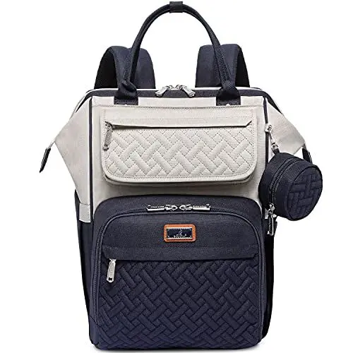 Produktbild: BabbleRoo Wickeltasche Rucksack Multifunktionale Große Wickelrucksack Babytasche mit Wickelauflage & Kinderwagengurten & Schnullertasche, Unisex Reise-Rucksack Windeltasche, Steingrau & Blau
