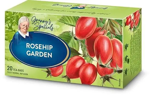 Produktbild: Babcia Jagoda - Hagebuttentee - 20 Teebeutel - Aromatische Früchtetee, Kräutertee-Mischung mit Hagebutte, Hibiskus, Apfel - Intensiver Fruchtgeschmack, Koffeinfrei, Vegan, Natürlich, Cay - 40g