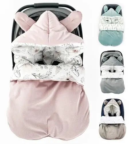 Produktbild: BABYFUßSACK für Babyschale Frühling Herbst Übergang warm mit Füllung, Einschlagdecke Fußsack Schlafsack Baby Kinderwagen Bett Wiege GANZJÄHRIG